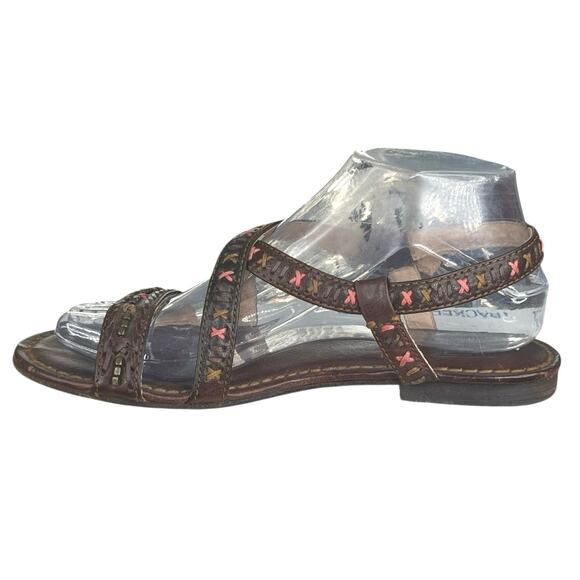 Frye Women’s Carson Boho Brown Leather Huarachi Criss Cross Sandal Size US 7 - Picture 2 of 11
